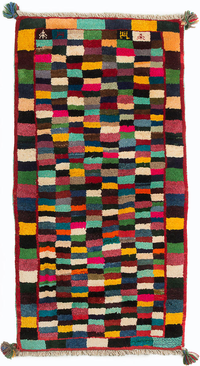 Handknuten Persisk matta Gabbeh Shiraz Ull Creme/Röd 64x126cm