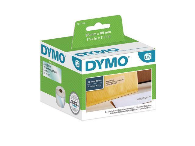 Etikett Dymo Transparent 89x36mm 260st